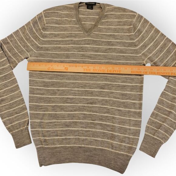 NWOT CLUB MONACO 100% MERINO WOOL LIGHT GRAY STRIPED SWEATER SIZE XS - Picture 5 of 6